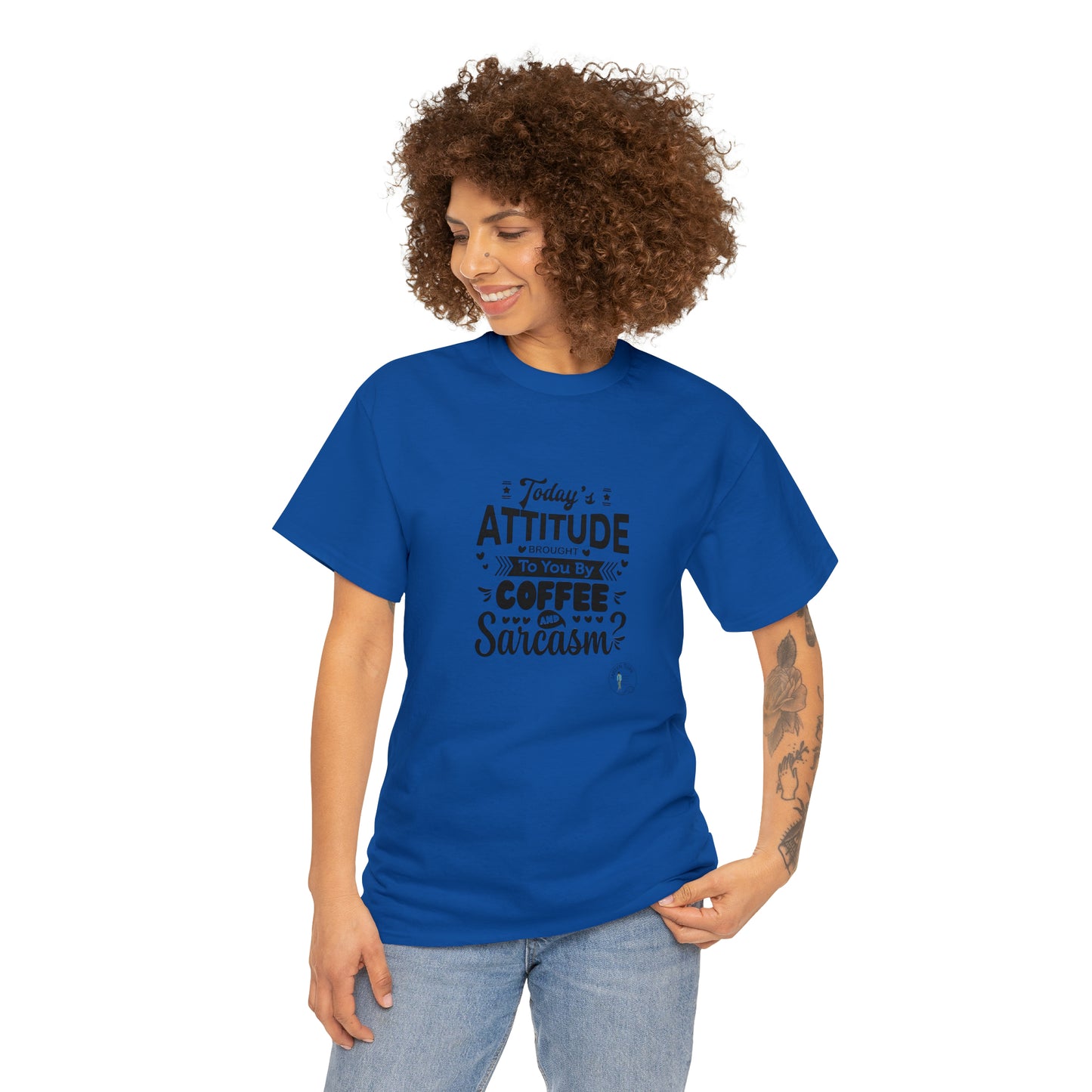 ‘Todays attitude brought to you by Coffee and Sarcasm’ Unisex Heavy Cotton Tee