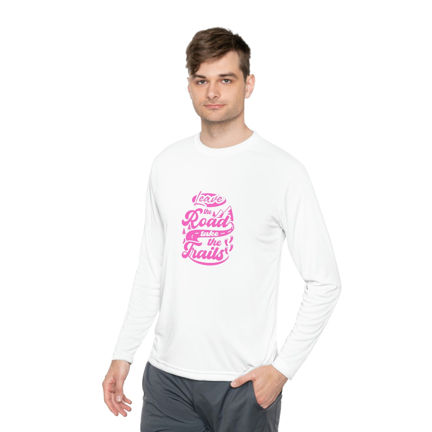 ‘Leave the road and take the trails’ Unisex Lightweight Long Sleeve Tee