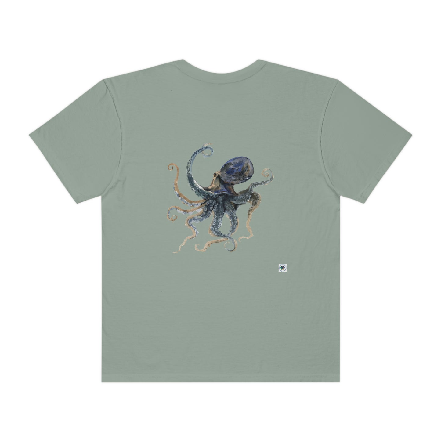 ‘Octopus’ Printed Front & Back.   Unisex Garment-Dyed T-shirt