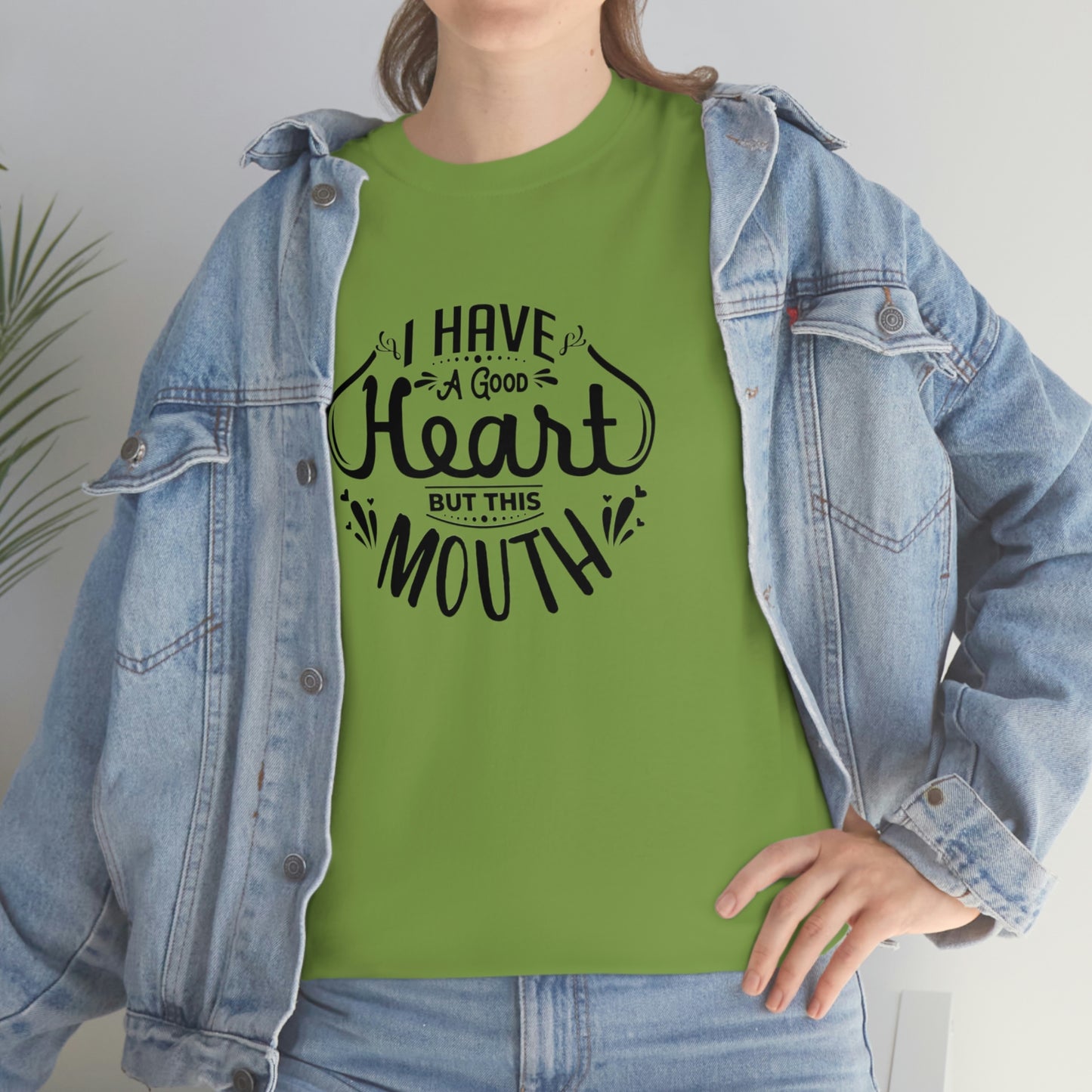 ‘I have a good heart. But this mouth’ Unisex Heavy Cotton Tee