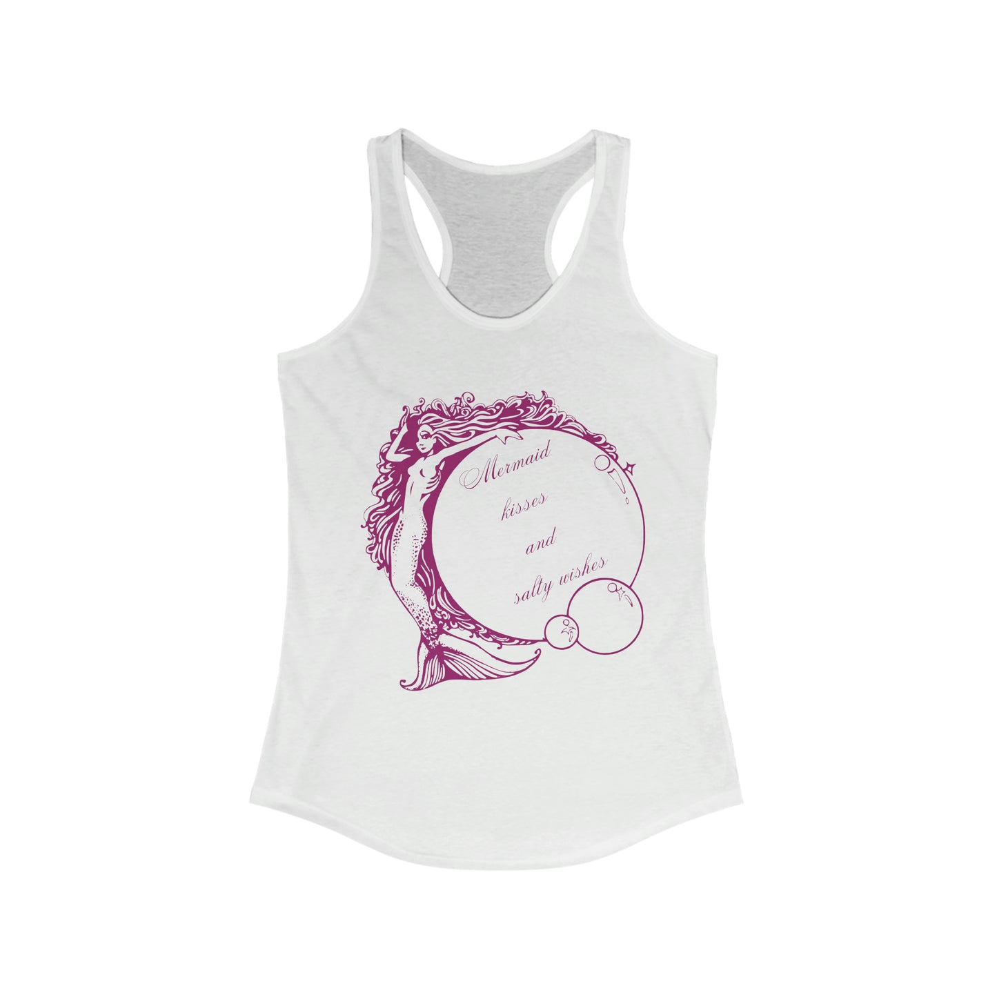 ‘Mermaid Kisses and Salty Wishes.’ Printed Front & Back.  Women's Ideal Racerback Tank