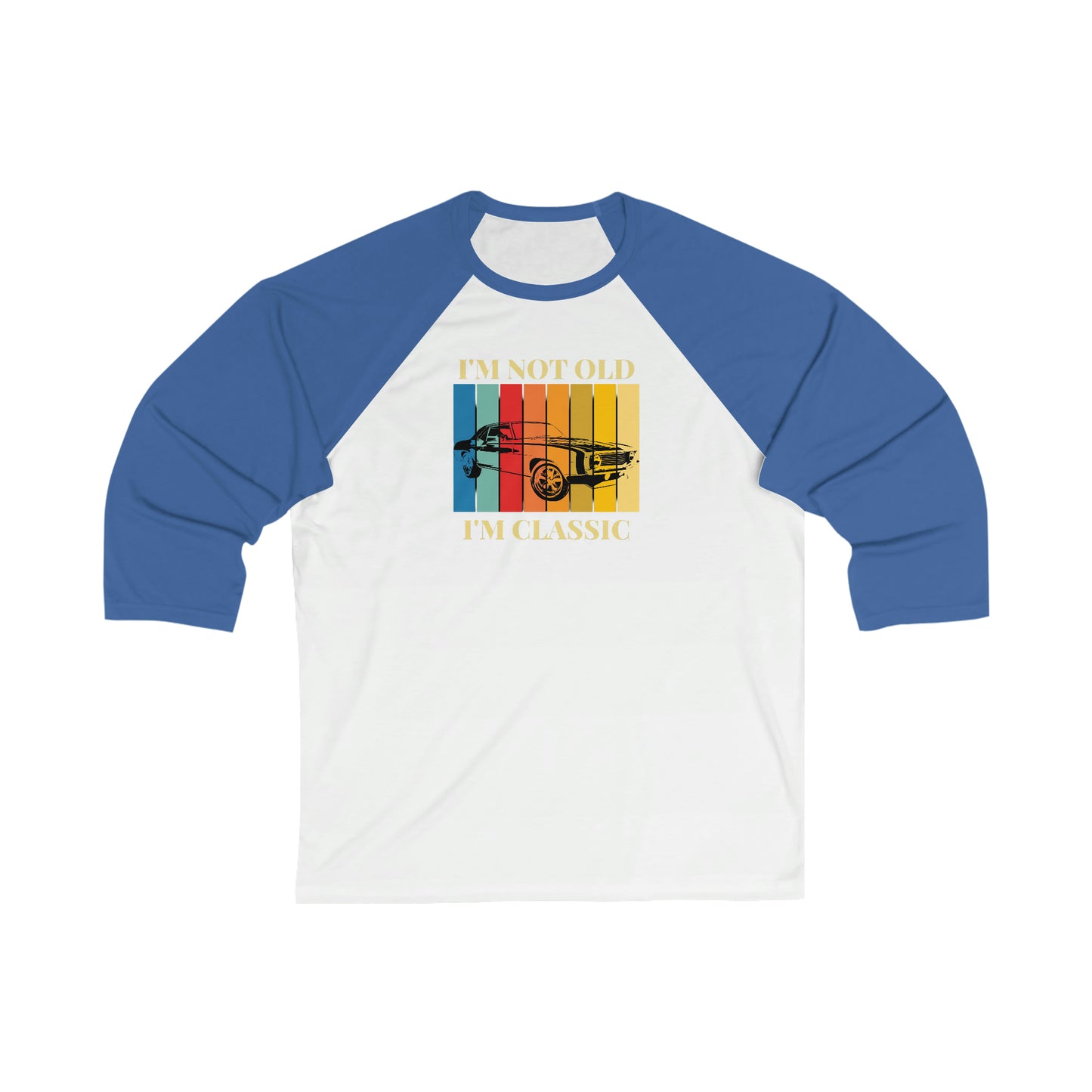 Camiseta de béisbol de manga 3\4 unisex "No soy viejo, soy un clásico"