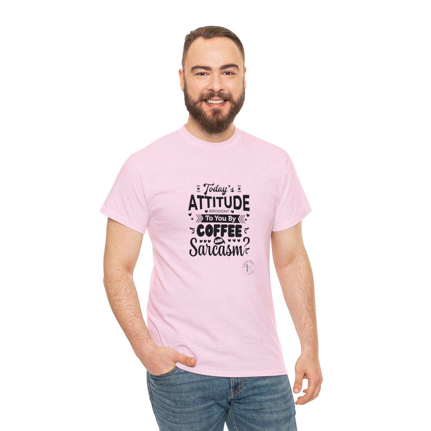 ‘Todays attitude brought to you by Coffee and Sarcasm’ Unisex Heavy Cotton Tee