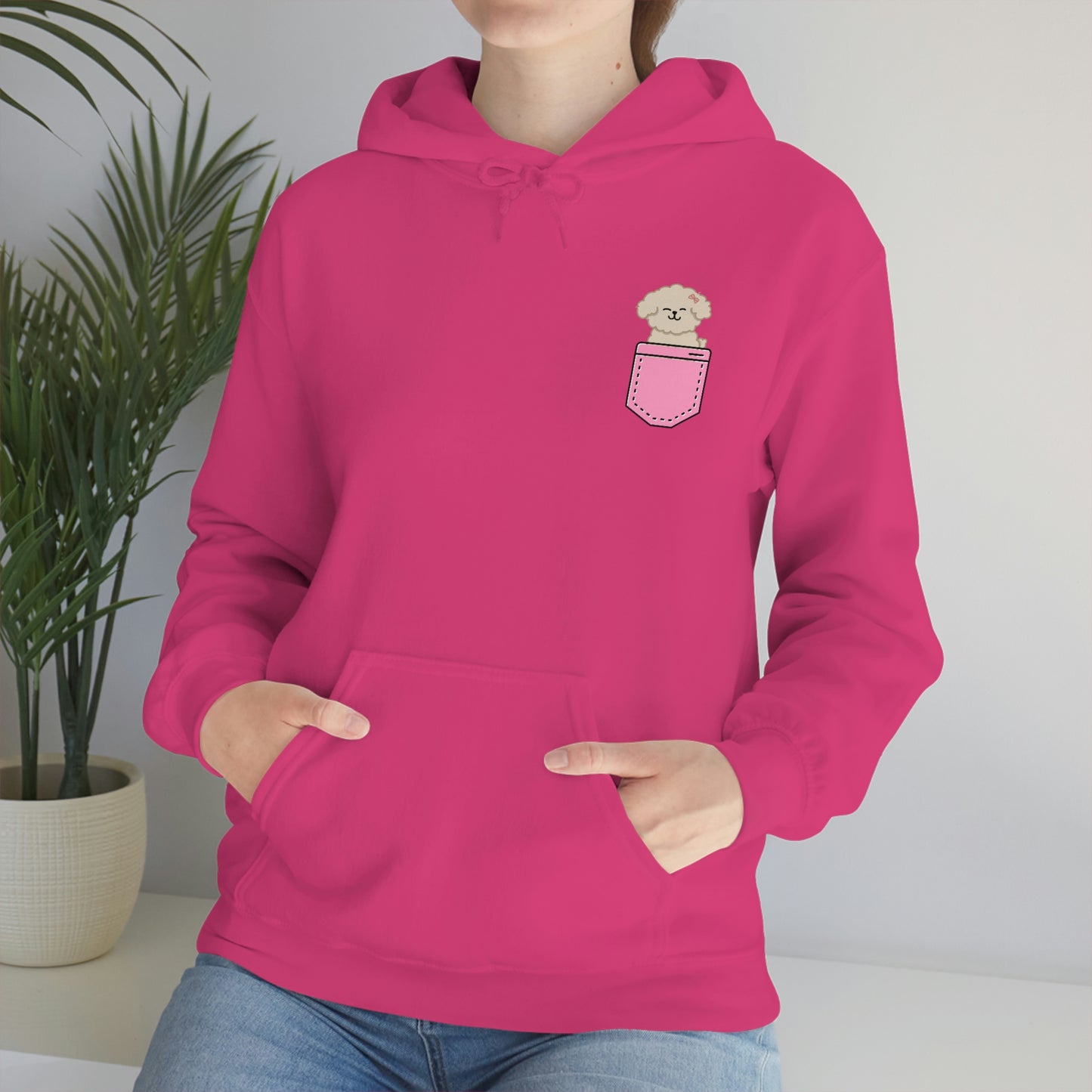 ‘Pocket Puppy’ Printed Front & Back.  Unisex Heavy Blend™ Hooded Sweatshirt