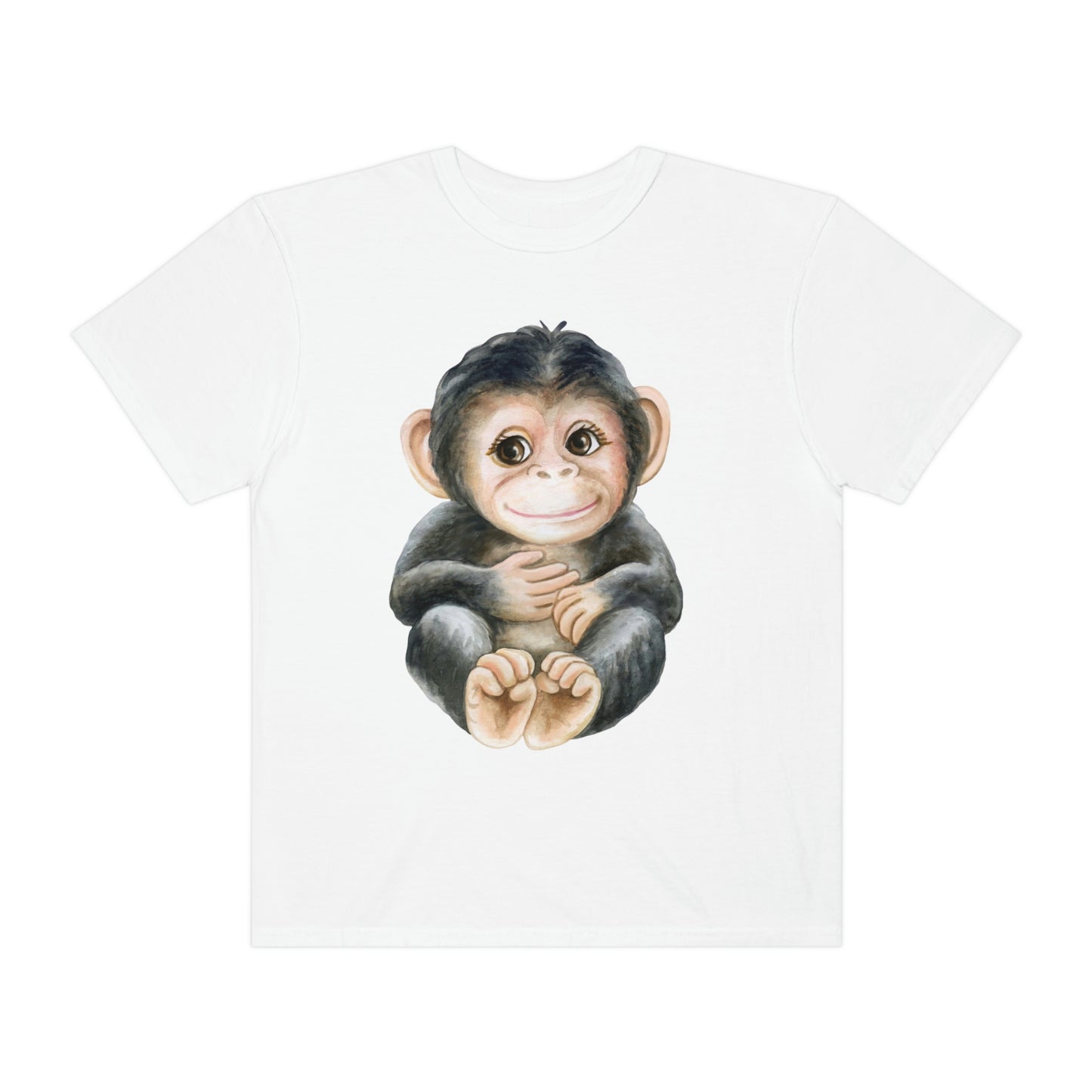 ‘Baby monkey’ Printed Front & Back.  Unisex Garment-Dyed T-shirt