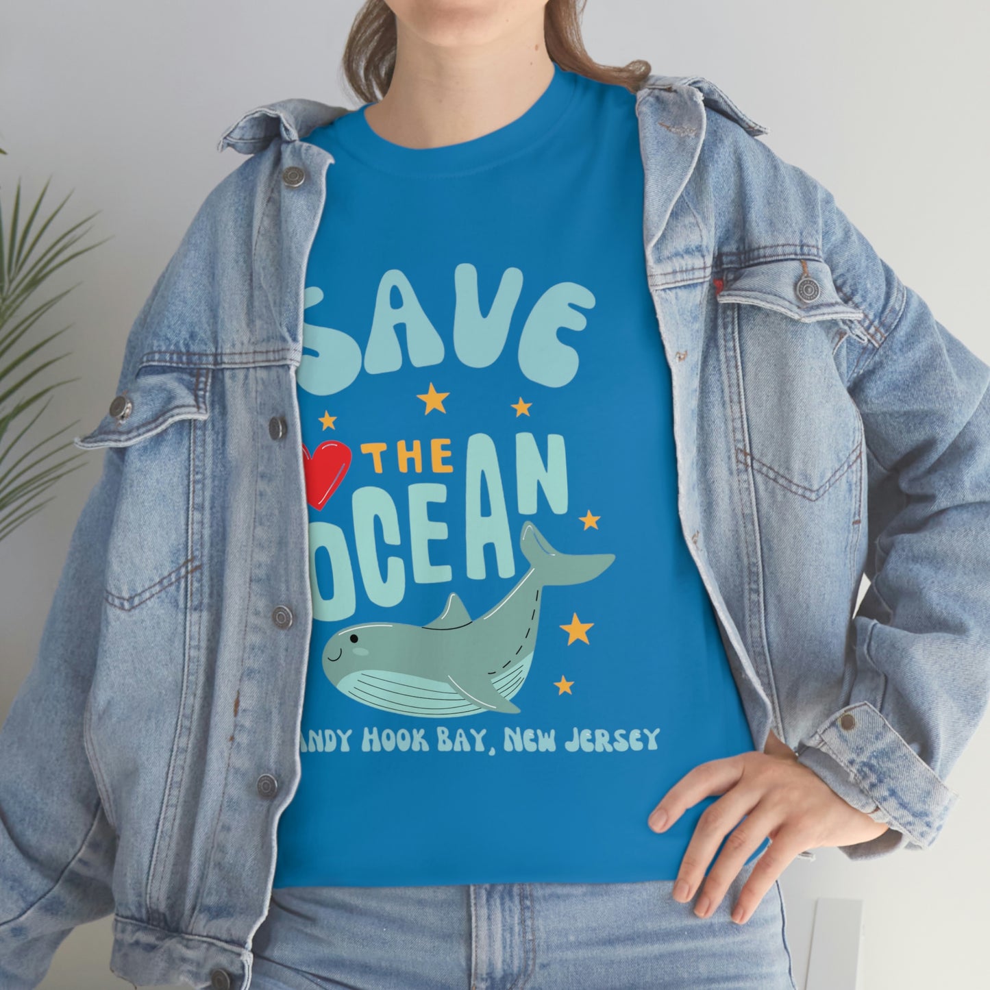 ‘Save the Ocean. Sandy Hook Bay, New Jersey’  ORIGINAL DESIGN Heavy Cotton Tee