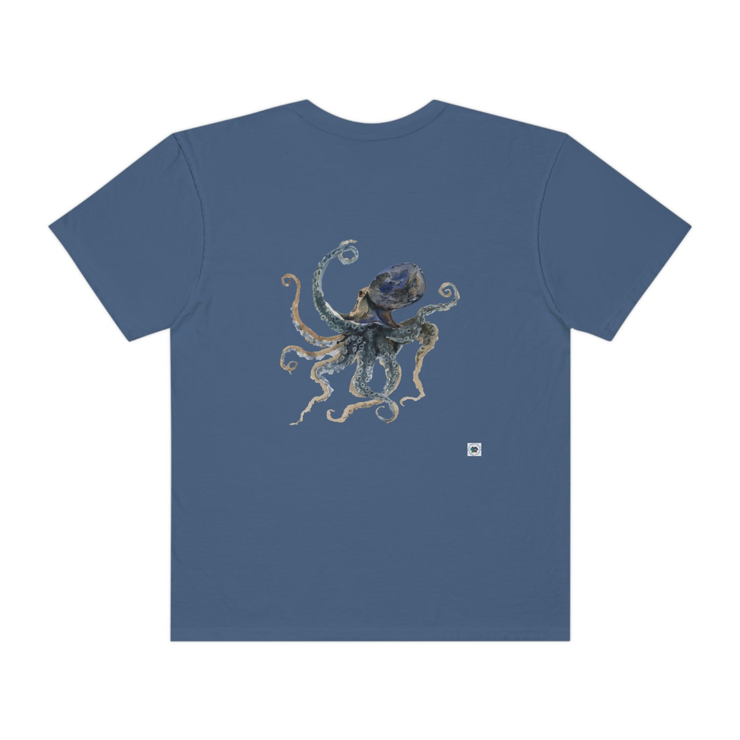 ‘Octopus’ Printed Front & Back.   Unisex Garment-Dyed T-shirt