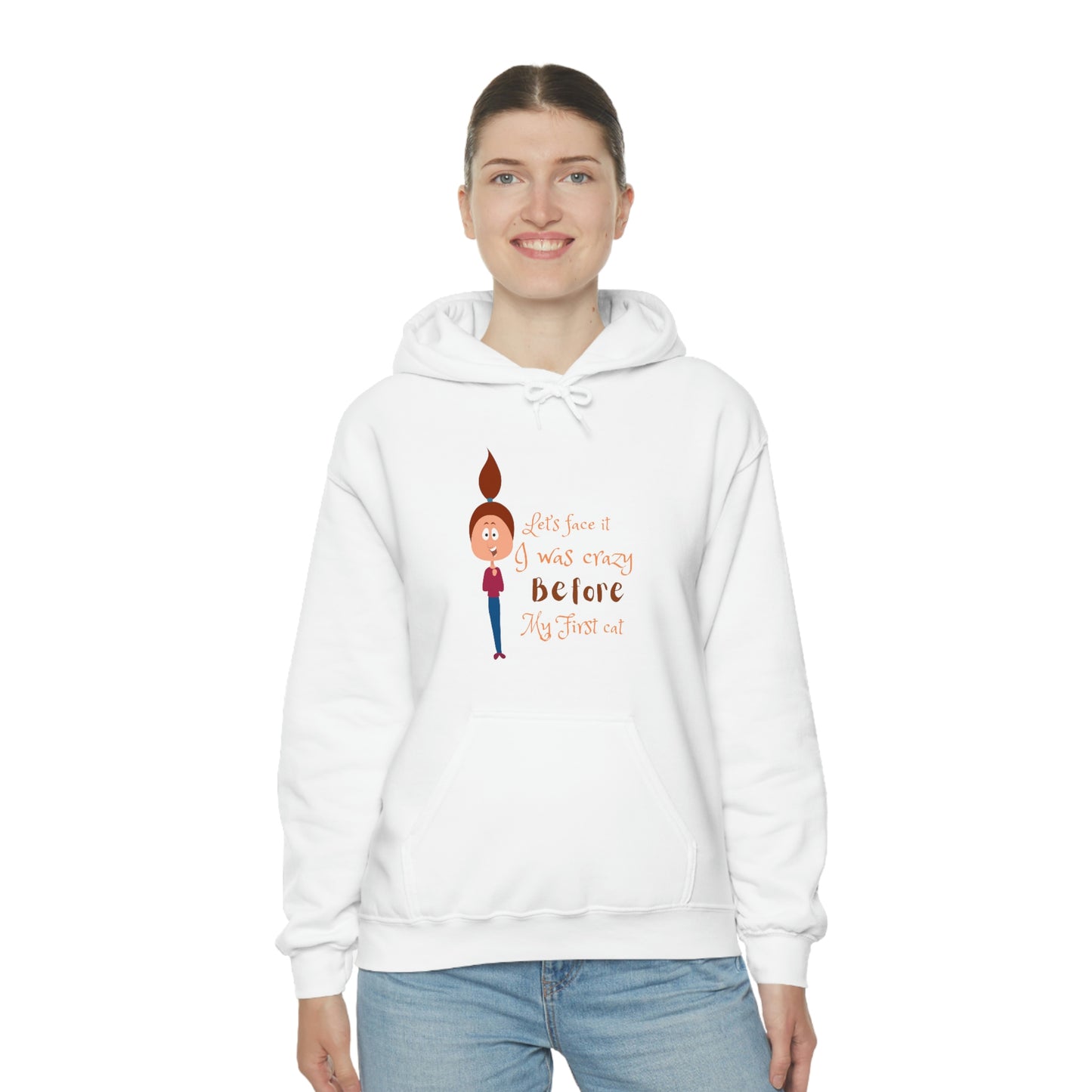 'Seamos realistas, estaba loco antes de mi primer gato' Sudadera con capucha unisex Heavy Blend™