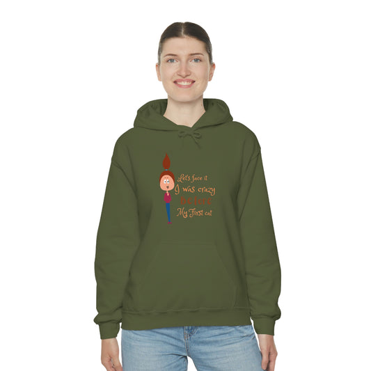 ‘Let’s face it, I was crazy before my first cat’  Unisex Heavy Blend™ Hooded Sweatshirt