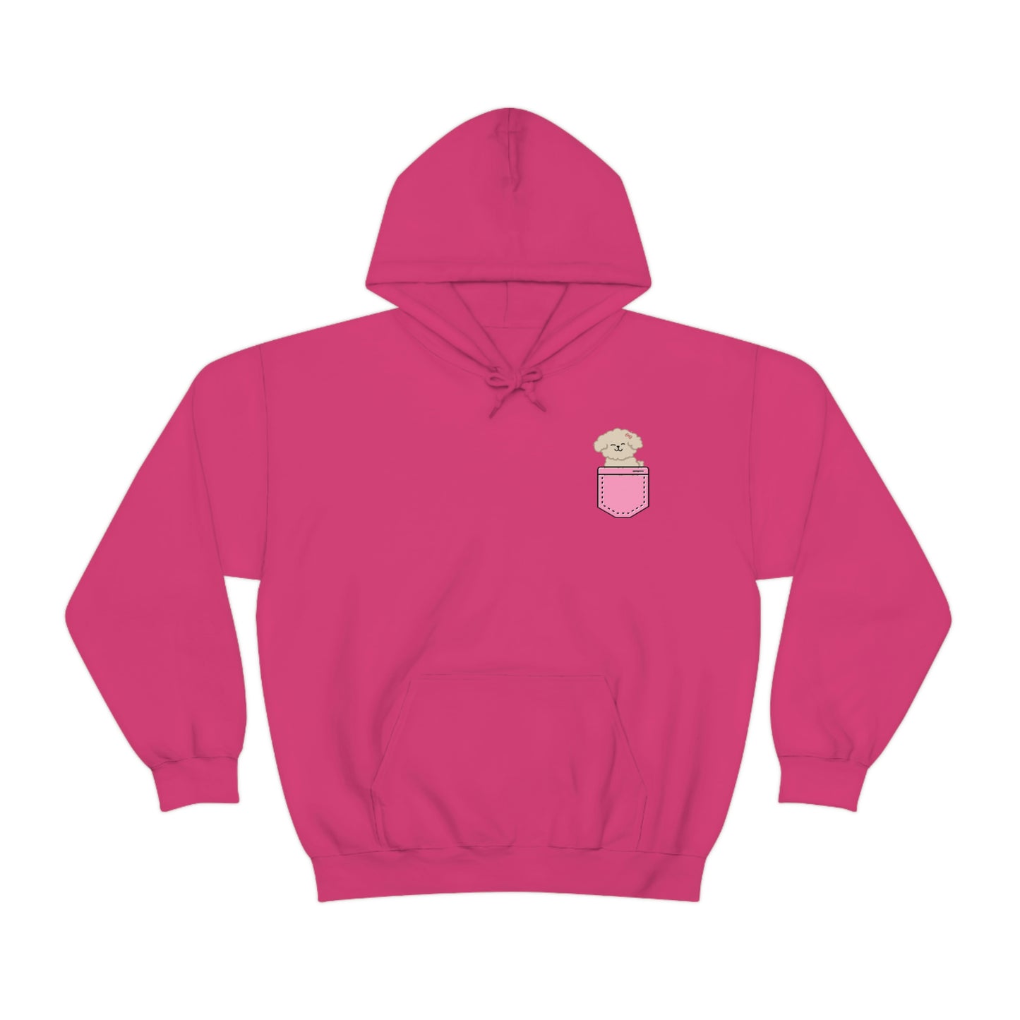 ‘Pocket Puppy’ Printed Front & Back.  Unisex Heavy Blend™ Hooded Sweatshirt