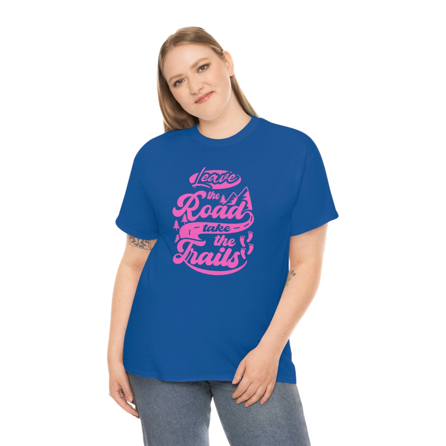 ‘Leave the road, take the trails’  Unisex Heavy Cotton Tee