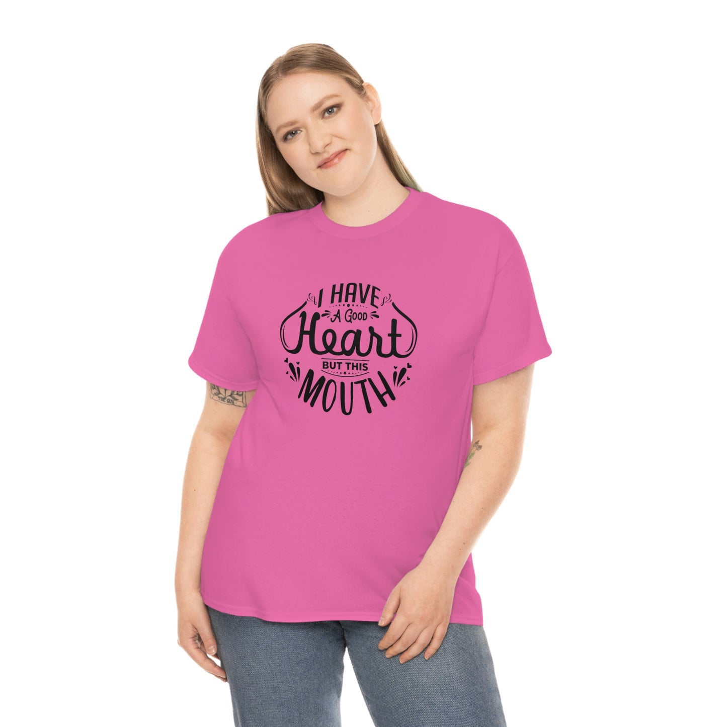 ‘I have a good heart. But this mouth’ Unisex Heavy Cotton Tee