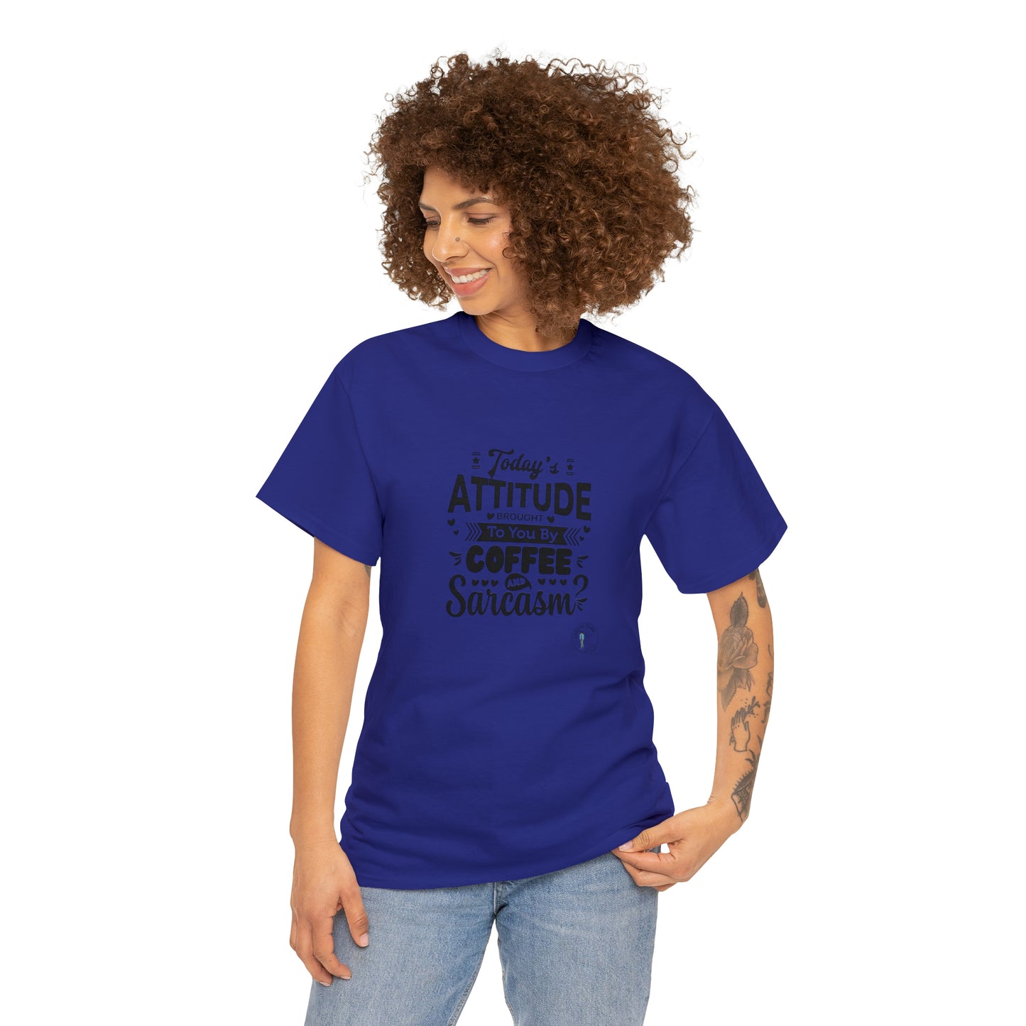 ‘Todays attitude brought to you by Coffee and Sarcasm’ Unisex Heavy Cotton Tee