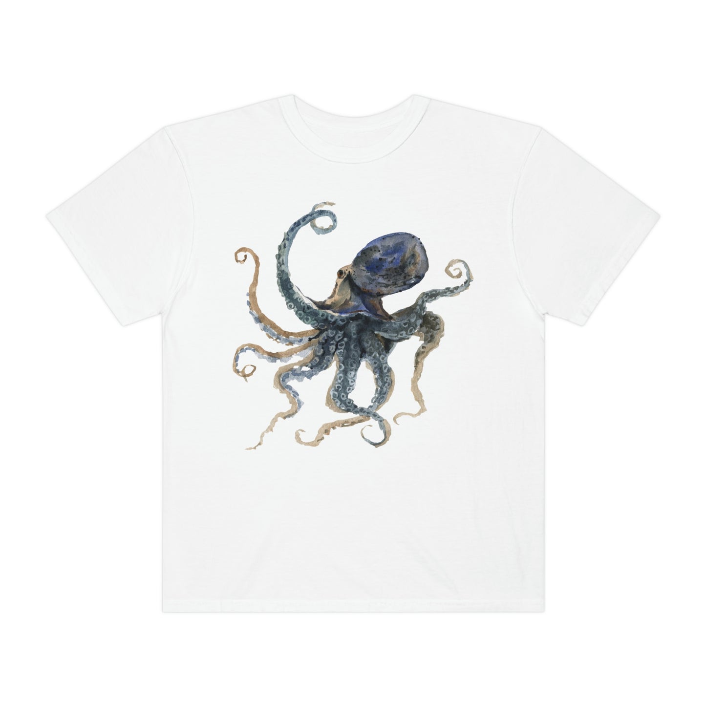 ‘Octopus’ Printed Front & Back.   Unisex Garment-Dyed T-shirt