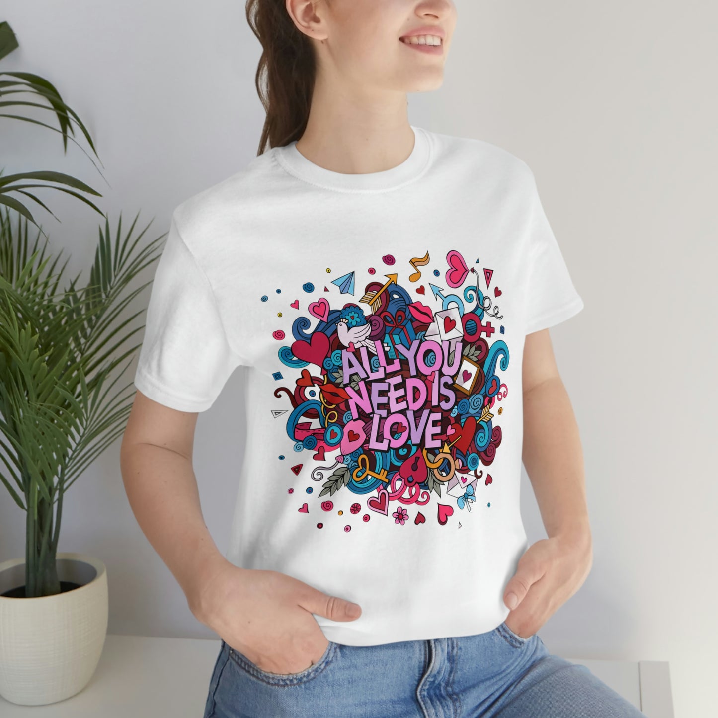 Camiseta de manga corta de jersey unisex 'All you need is Love'