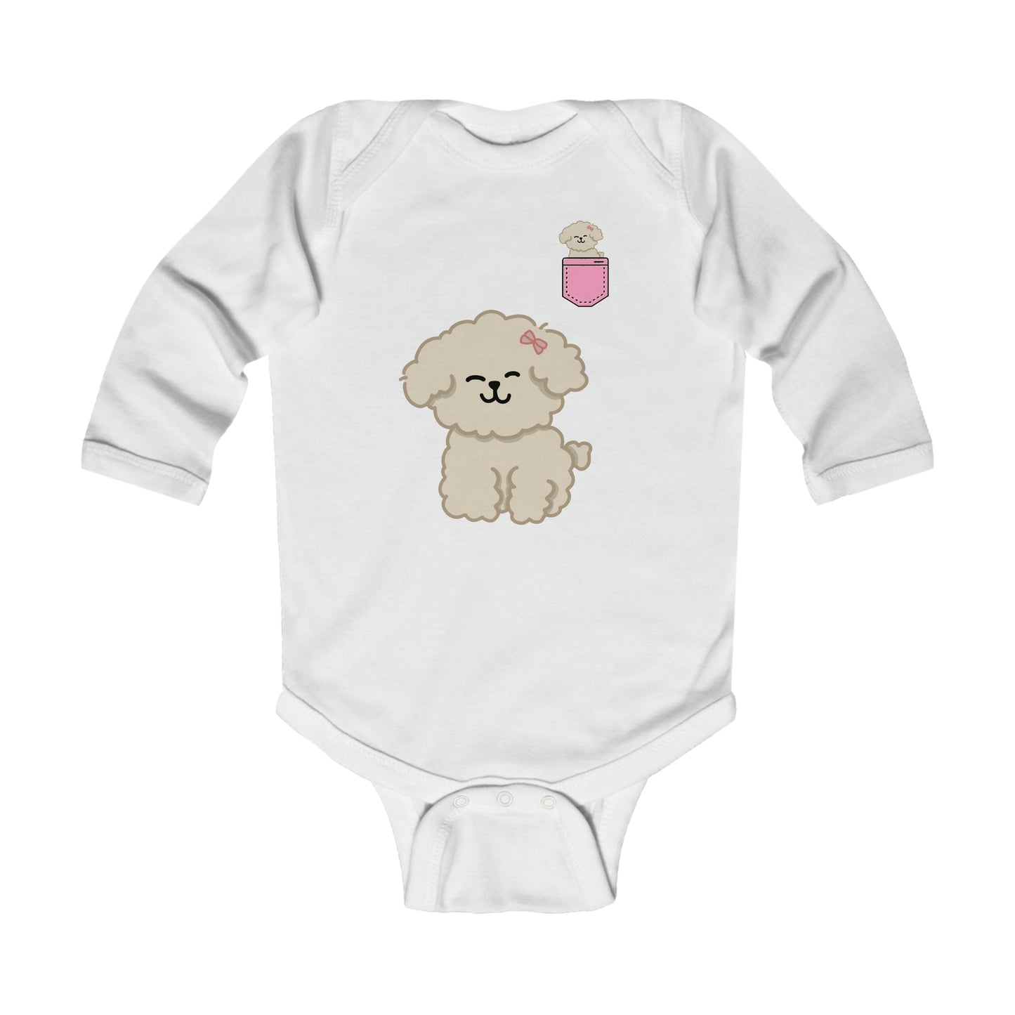 ‘Pocket Puppy’ Infant Long Sleeve Bodysuit