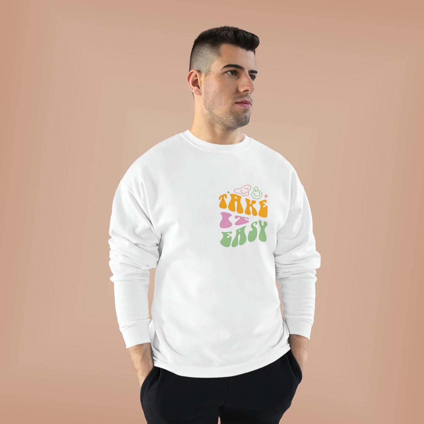 ‘Take it Easy’  PRINTED Front & Back  Unisex EcoSmart® Crewneck Sweatshirt
