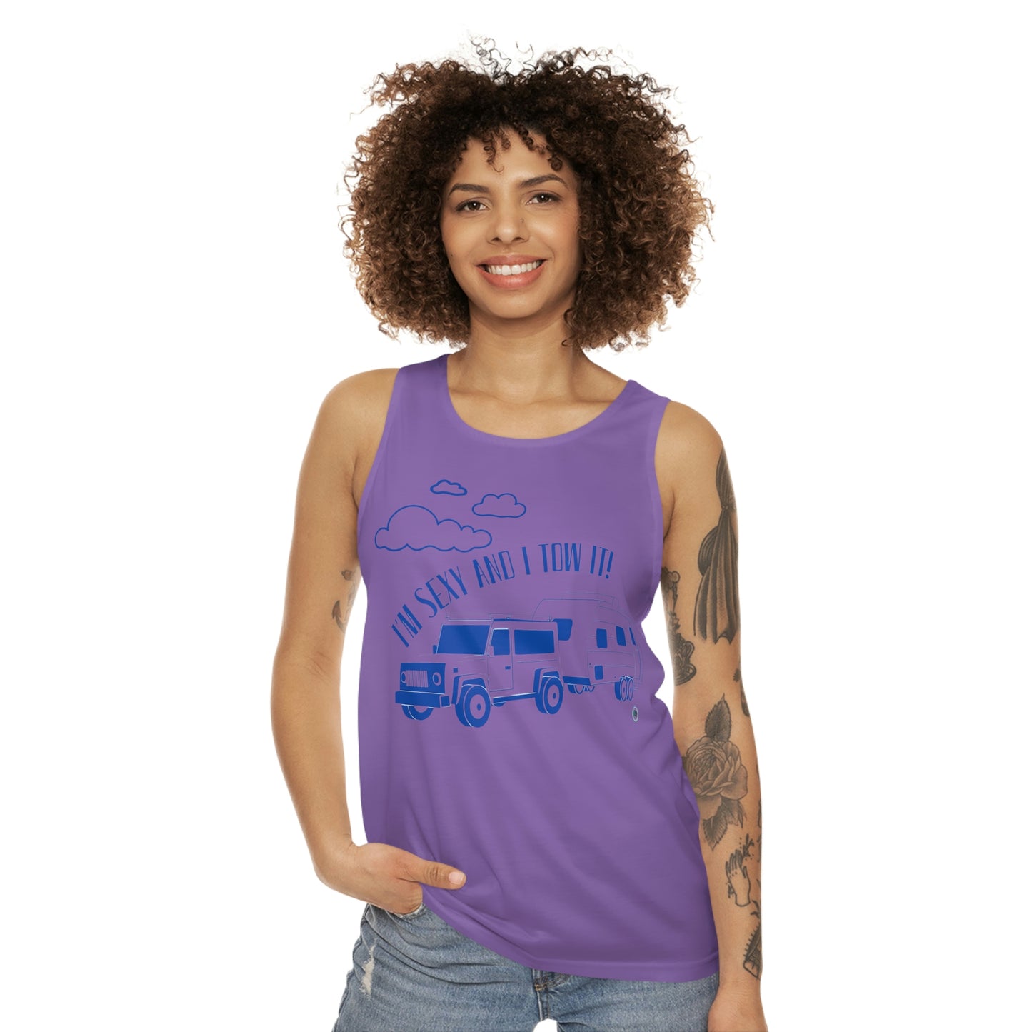 ‘I’m sexy and I tow it’ Unisex Tank Top (AOP)