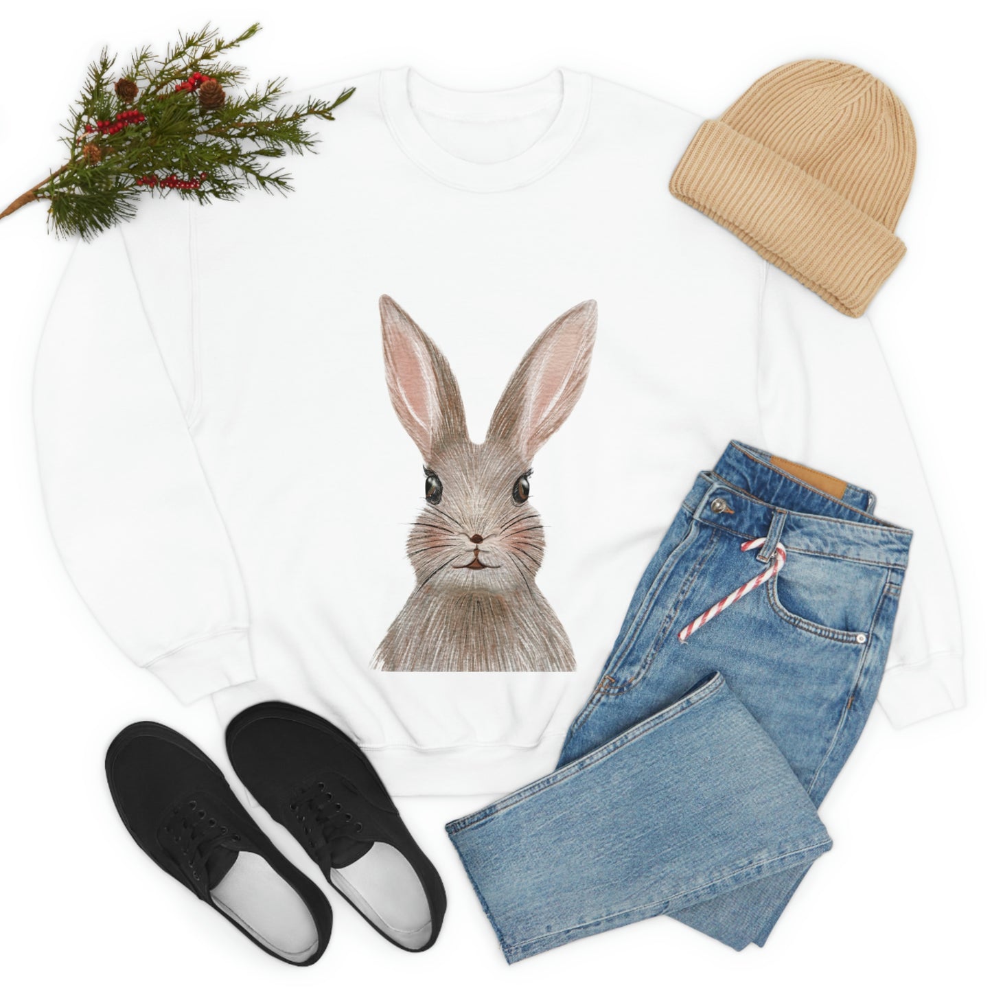 ‘Bunny’ Printed Front & Back.  Unisex Heavy Blend™ Crewneck Sweatshirt