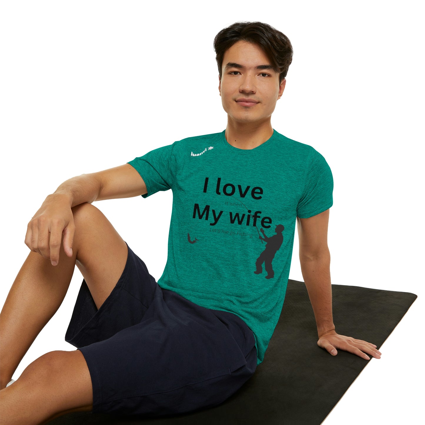 ‘I LOVE it when MY WIFE lets me go fishing’ Printed Front & Back.  Men's Sports T-shirt