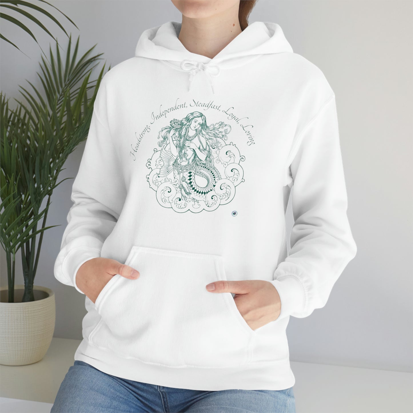 ‘Headstrong, independent, steadfast, loyal, loving’ Printed Front & Back.  Unisex Heavy Blend™ Hooded Sweatshirt