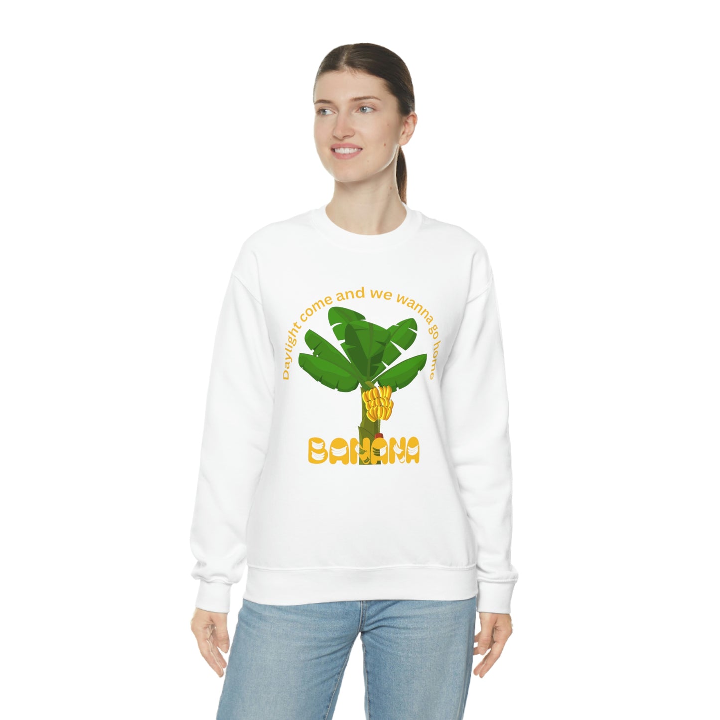 ‘The BANANA Song’ lyrics on the Back.  Unisex Heavy Blend™ Crewneck Sweatshirt