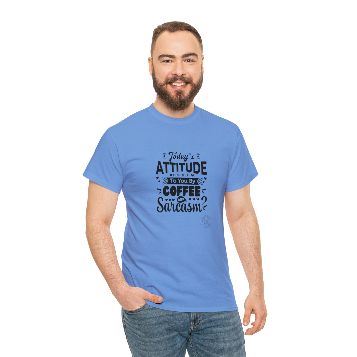 ‘Todays attitude brought to you by Coffee and Sarcasm’ Unisex Heavy Cotton Tee