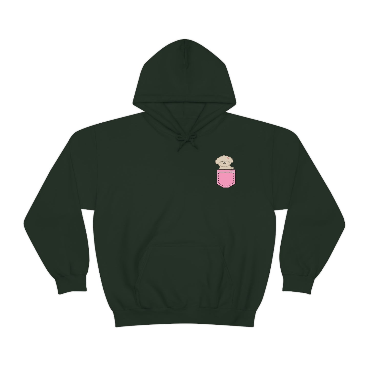 ‘Pocket Puppy’ Printed Front & Back.  Unisex Heavy Blend™ Hooded Sweatshirt