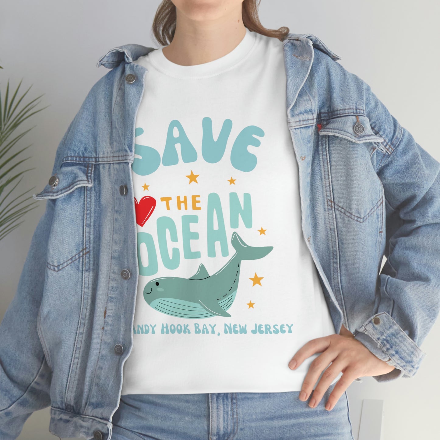 ‘Save the Ocean. Sandy Hook Bay, New Jersey’  ORIGINAL DESIGN Heavy Cotton Tee