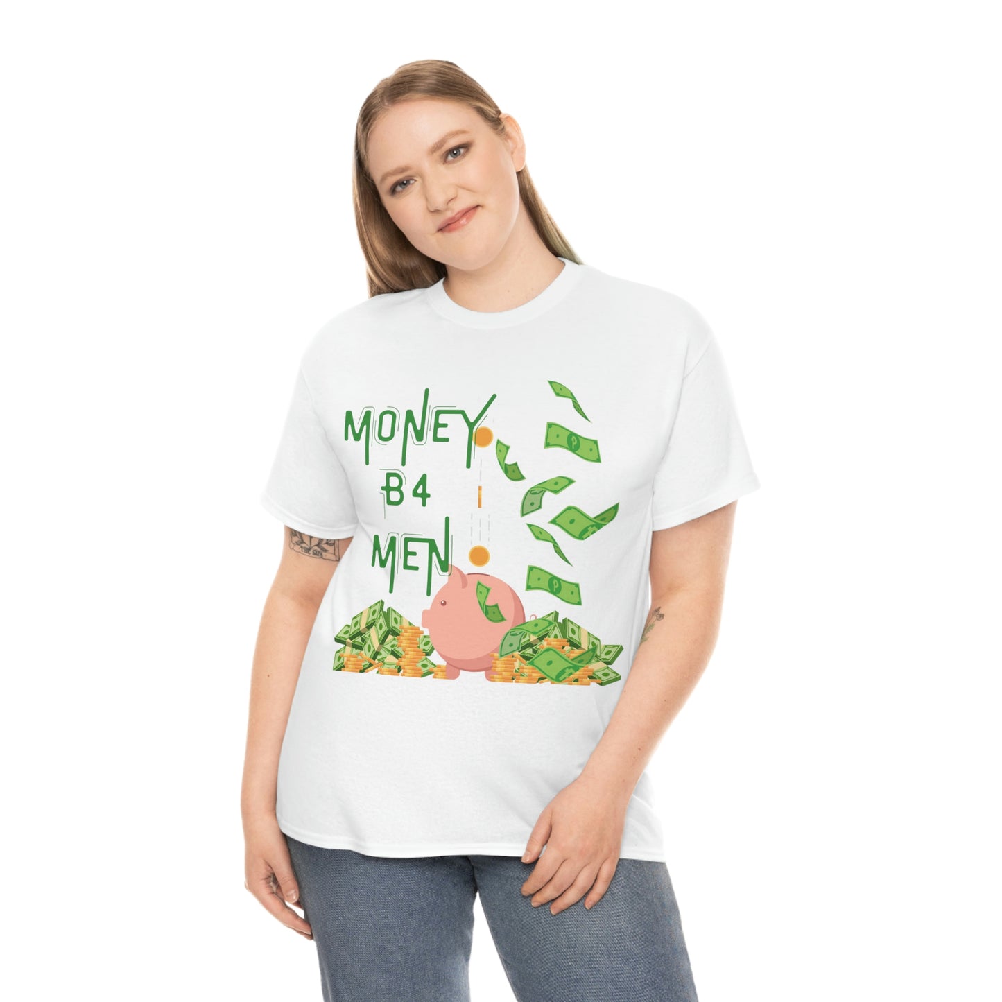 Camiseta de algodón pesado unisex 'Money B4 Men'