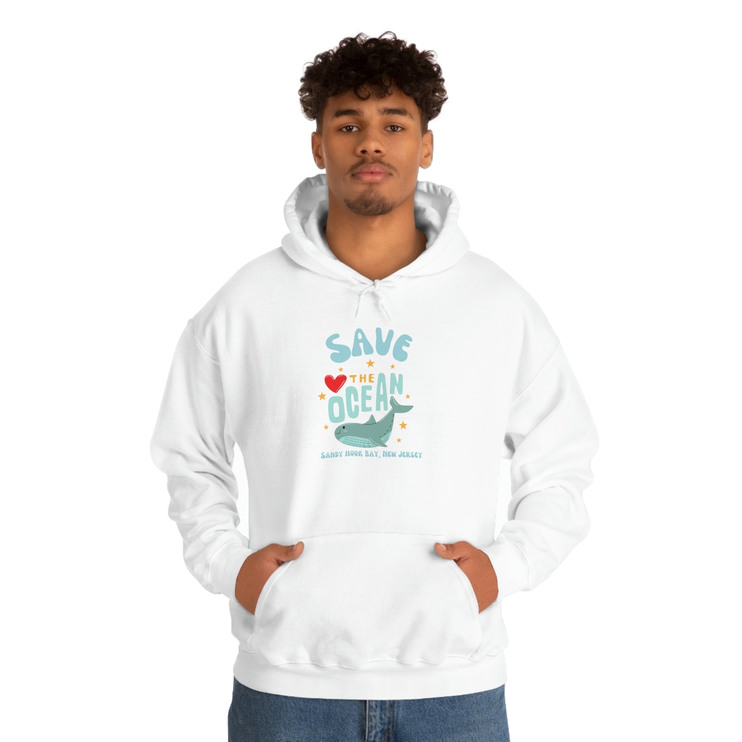 ‘Save the Ocean. Sandy Hook Bay, N.J’ ORIGINAL DESIGN Unisex Heavy Blend™ Hooded Sweatshirt