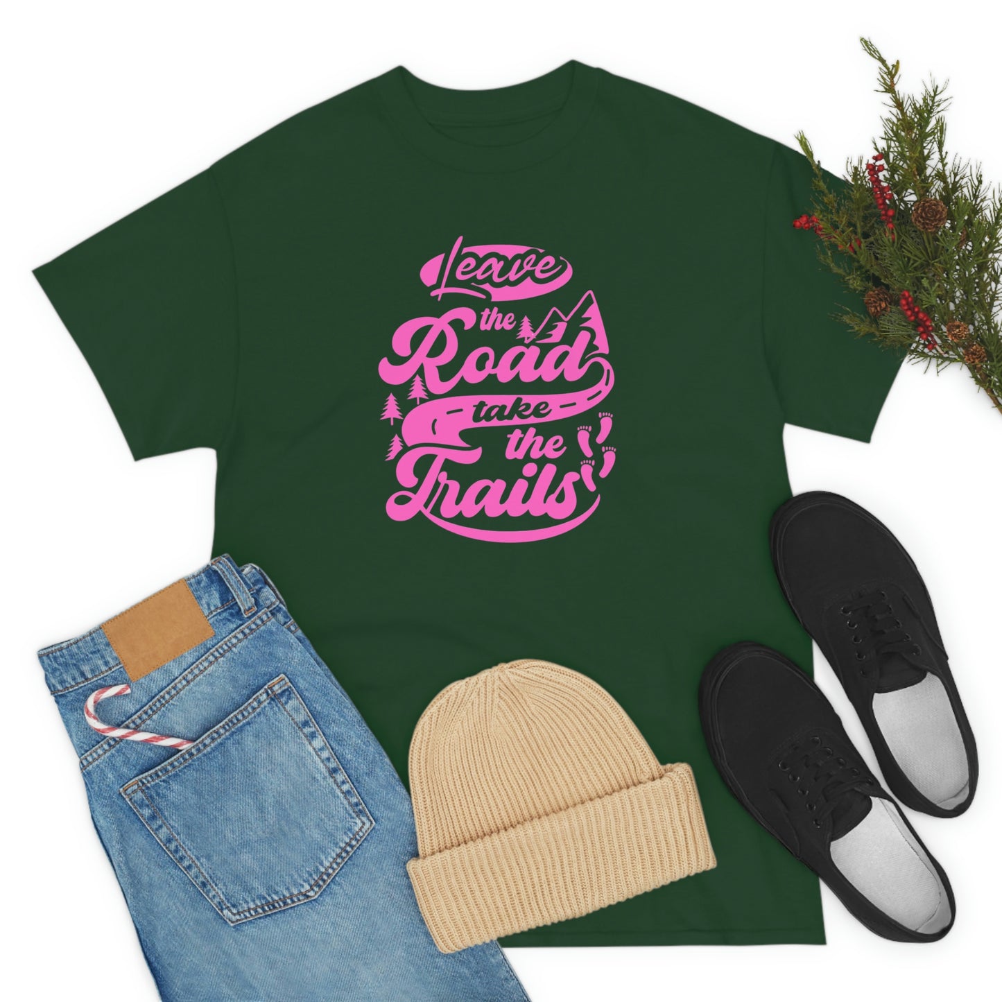 ‘Leave the road, take the trails’  Unisex Heavy Cotton Tee