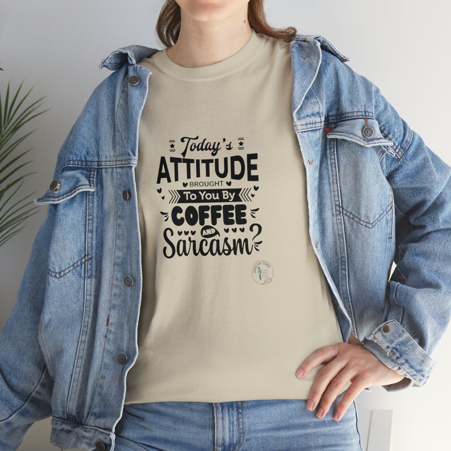 ‘Todays attitude brought to you by Coffee and Sarcasm’ Unisex Heavy Cotton Tee