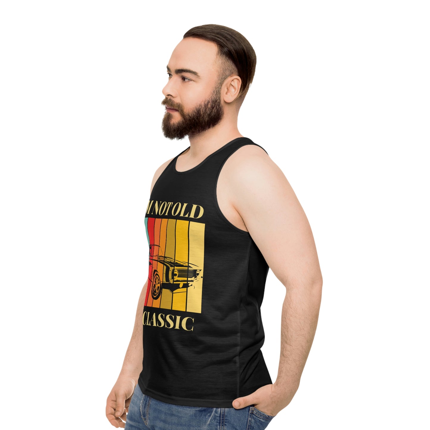 Camiseta de tirantes unisex 'No soy viejo, soy un clásico' (AOP)