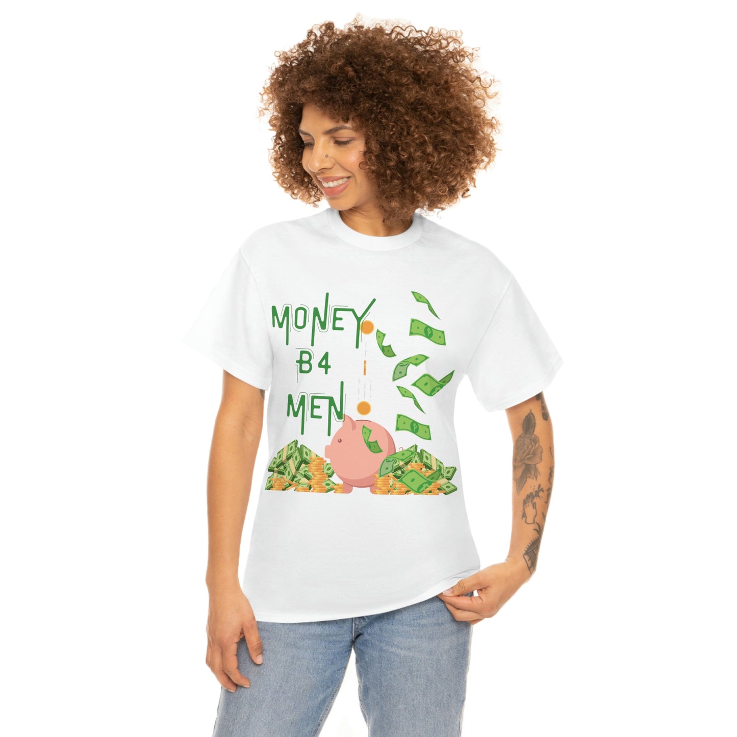 Camiseta de algodón pesado unisex 'Money B4 Men'