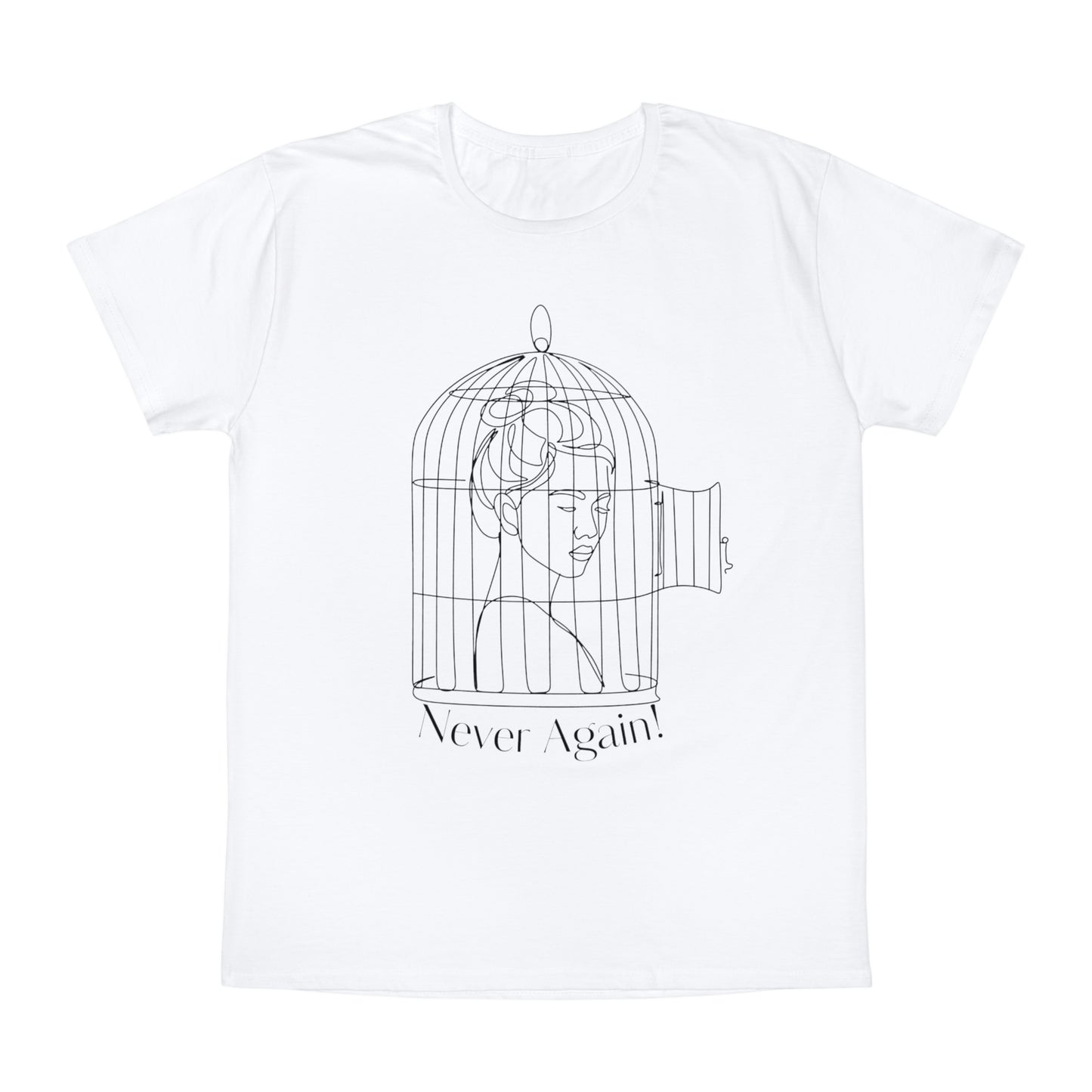 ‘Caged woman (front) See Me (back). Printed Front & Back.  Unisex Iconic T-Shirt