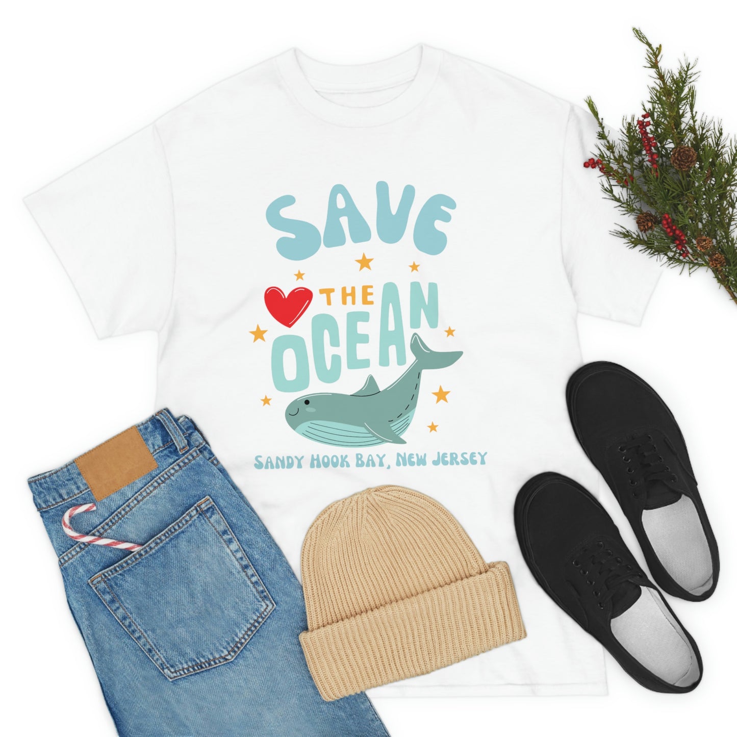 ‘Save the Ocean. Sandy Hook Bay, New Jersey’  ORIGINAL DESIGN Heavy Cotton Tee