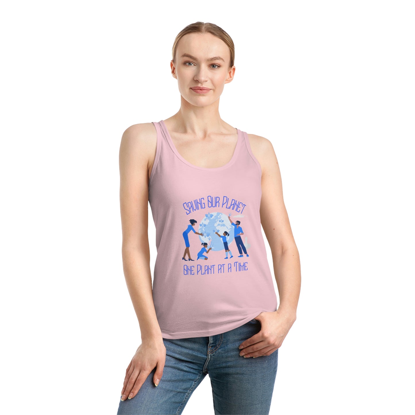 ‘Saving Our Planet One Plant at a Time’  Eco-Friendly, Printed Front & Back. Women's Dreamer Tank Top