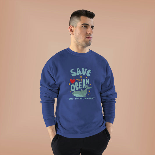 ‘Save the Ocean. Sandy Hook Bay, New Jersey’ ORIGINAL DESIGN Unisex EcoSmart® Crewneck Sweatshirt