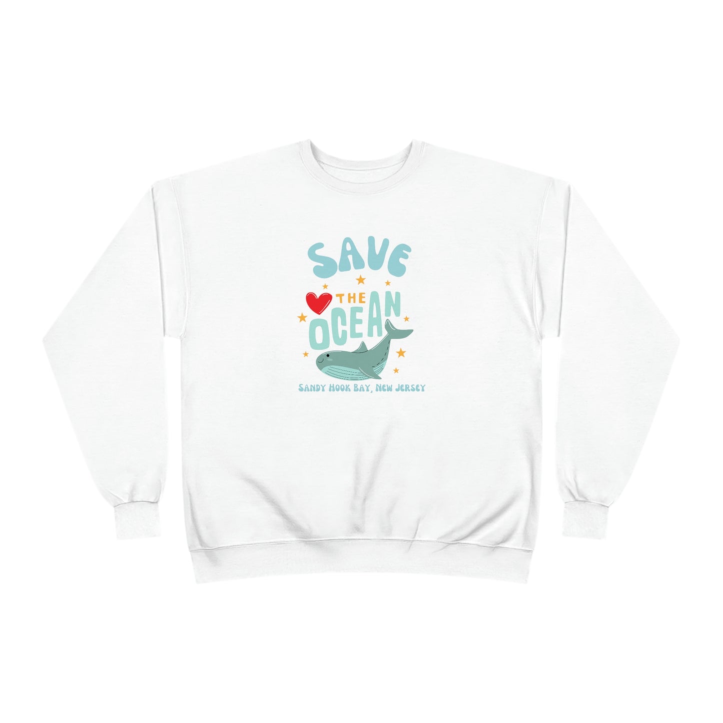 ‘Save the Ocean. Sandy Hook Bay, New Jersey’ ORIGINAL DESIGN Unisex EcoSmart® Crewneck Sweatshirt