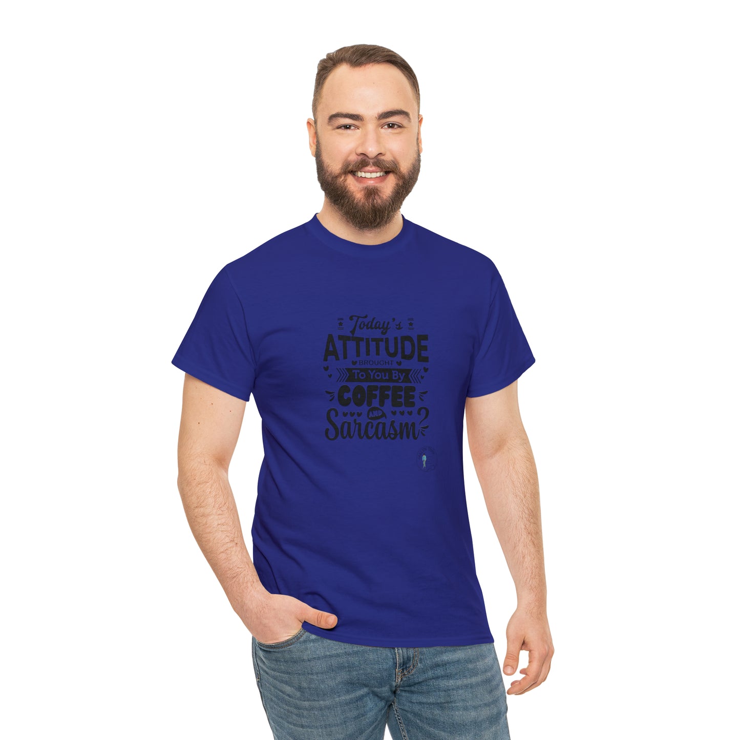 ‘Todays attitude brought to you by Coffee and Sarcasm’ Unisex Heavy Cotton Tee