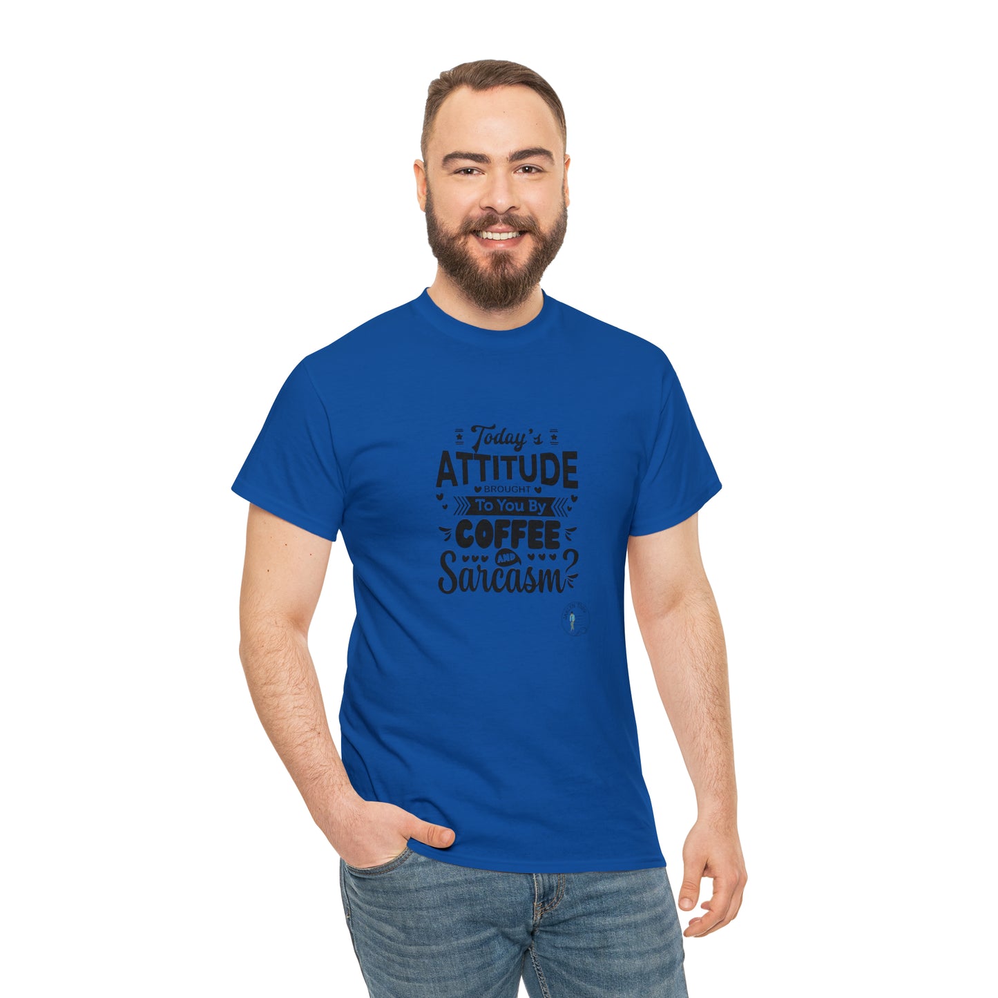 ‘Todays attitude brought to you by Coffee and Sarcasm’ Unisex Heavy Cotton Tee