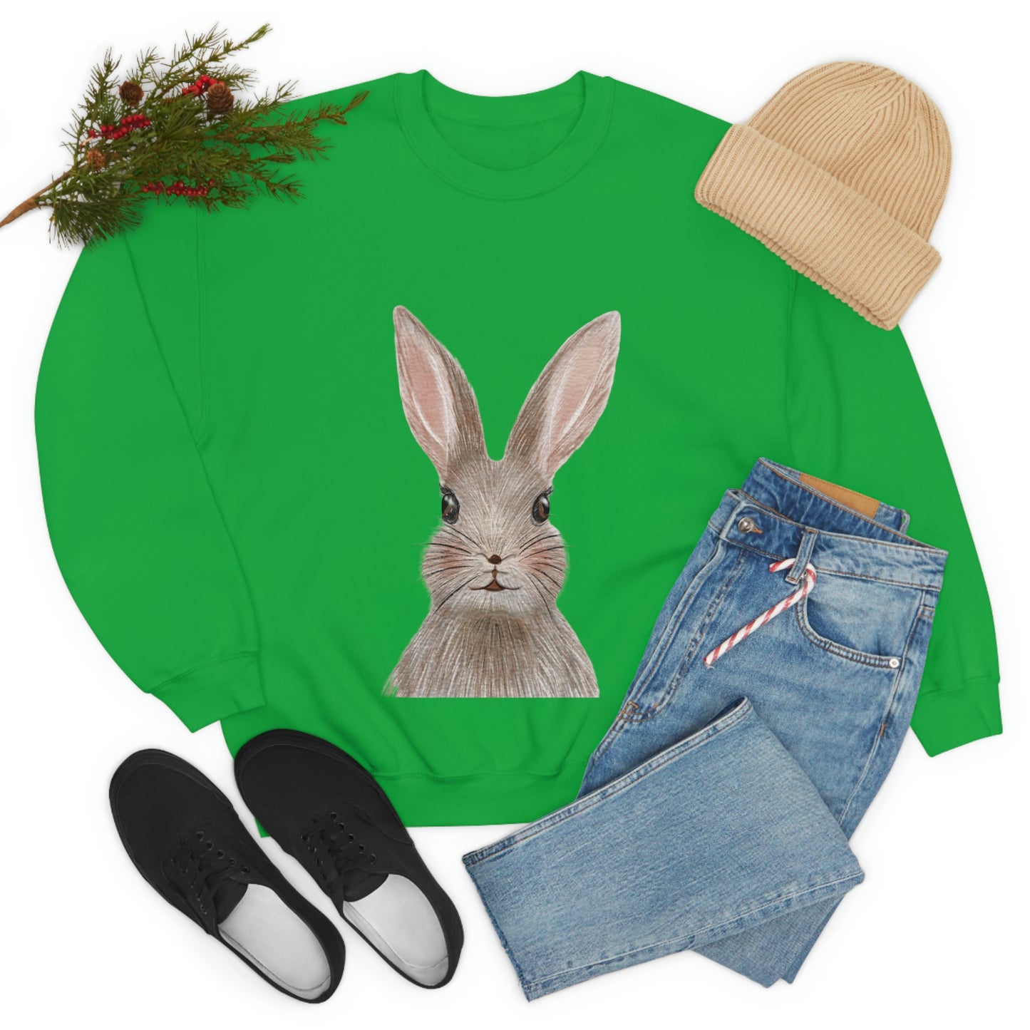 ‘Bunny’ Printed Front & Back.  Unisex Heavy Blend™ Crewneck Sweatshirt