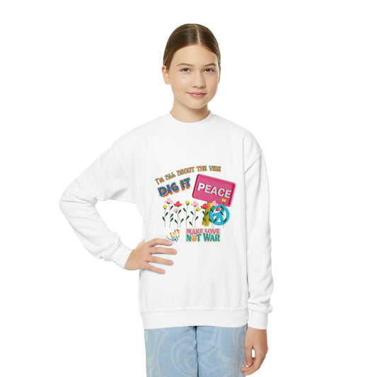 ‘I’m all about the vibe’  Youth Crewneck Sweatshirt