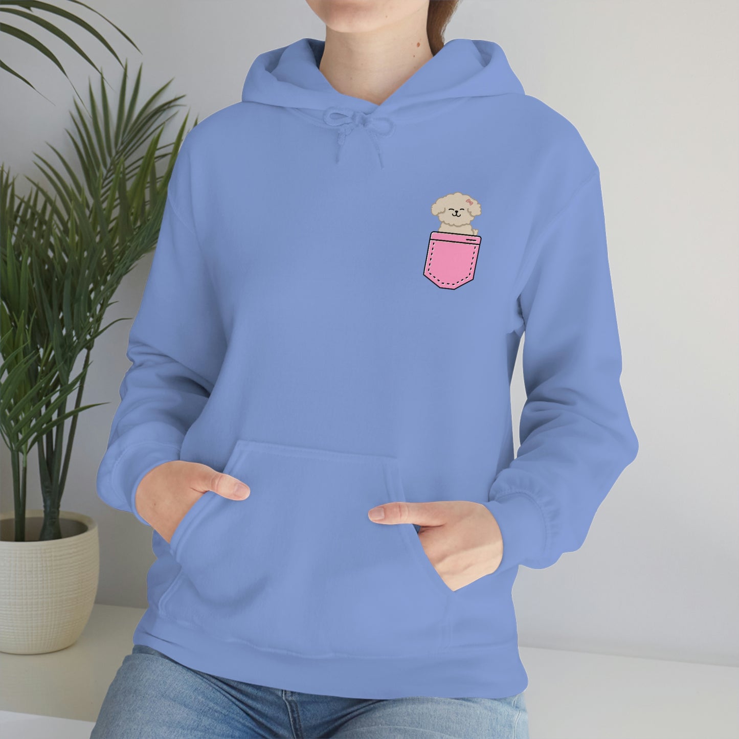 ‘Pocket Puppy’ Printed Front & Back.  Unisex Heavy Blend™ Hooded Sweatshirt