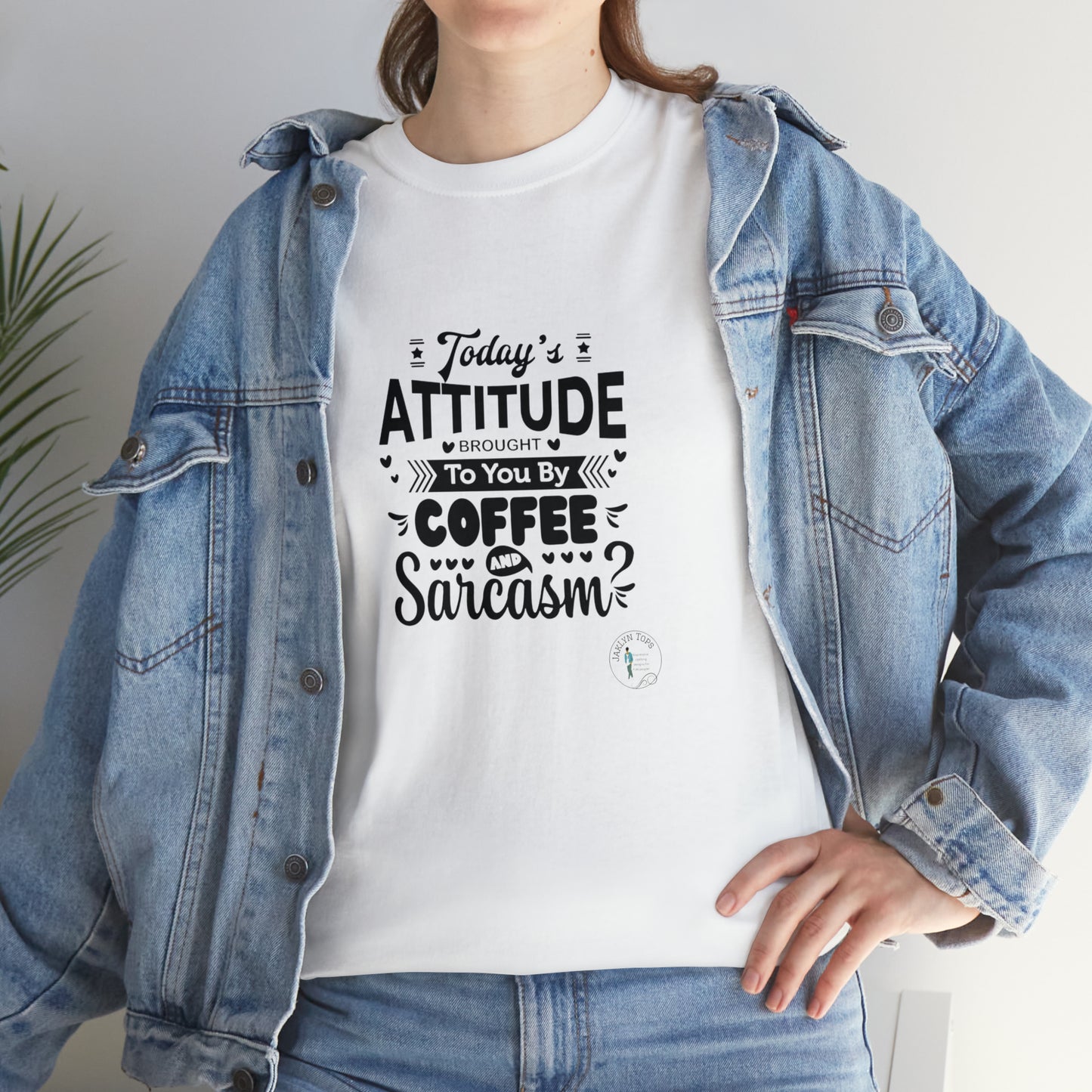 ‘Todays attitude brought to you by Coffee and Sarcasm’ Unisex Heavy Cotton Tee