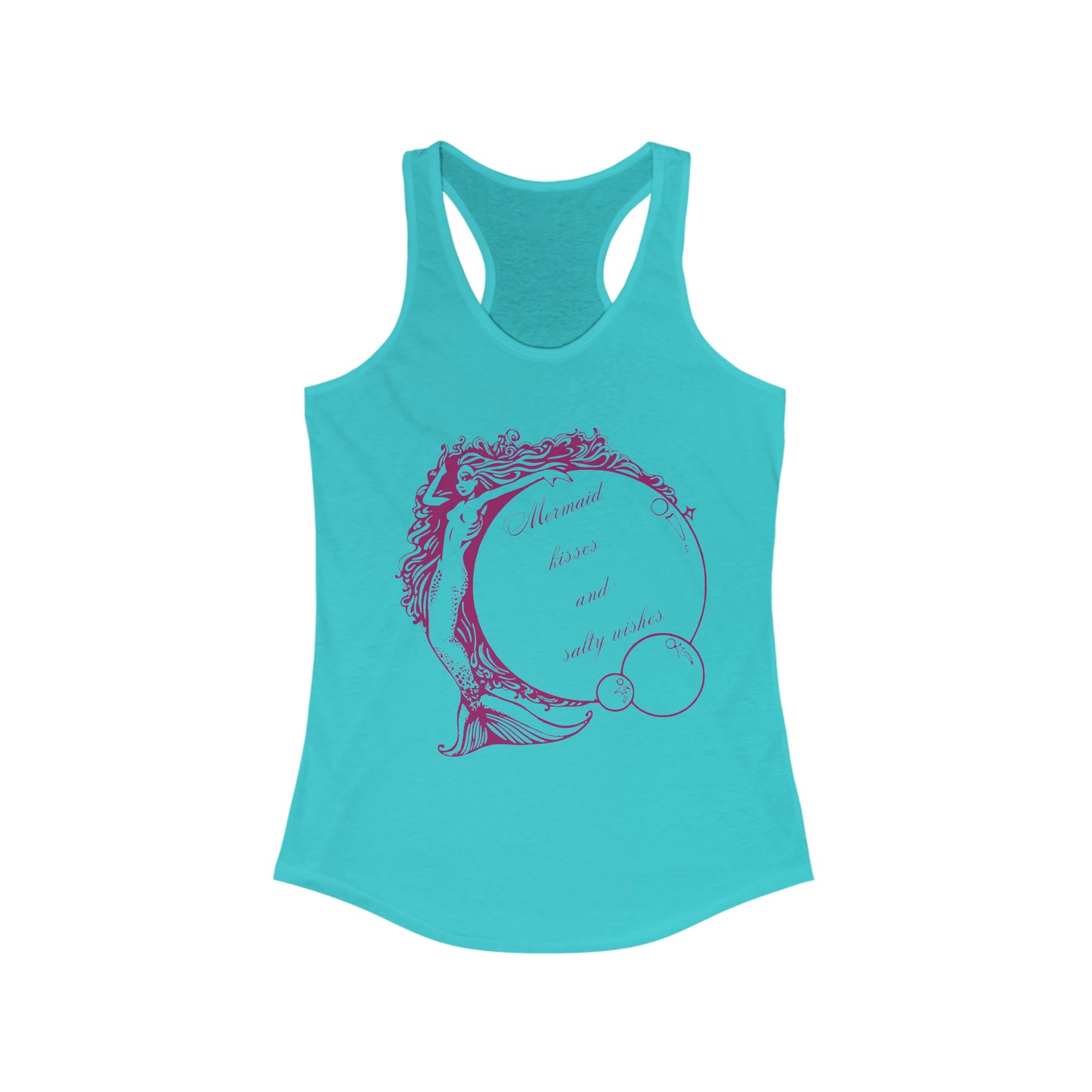 ‘Mermaid Kisses and Salty Wishes.’ Printed Front & Back.  Women's Ideal Racerback Tank