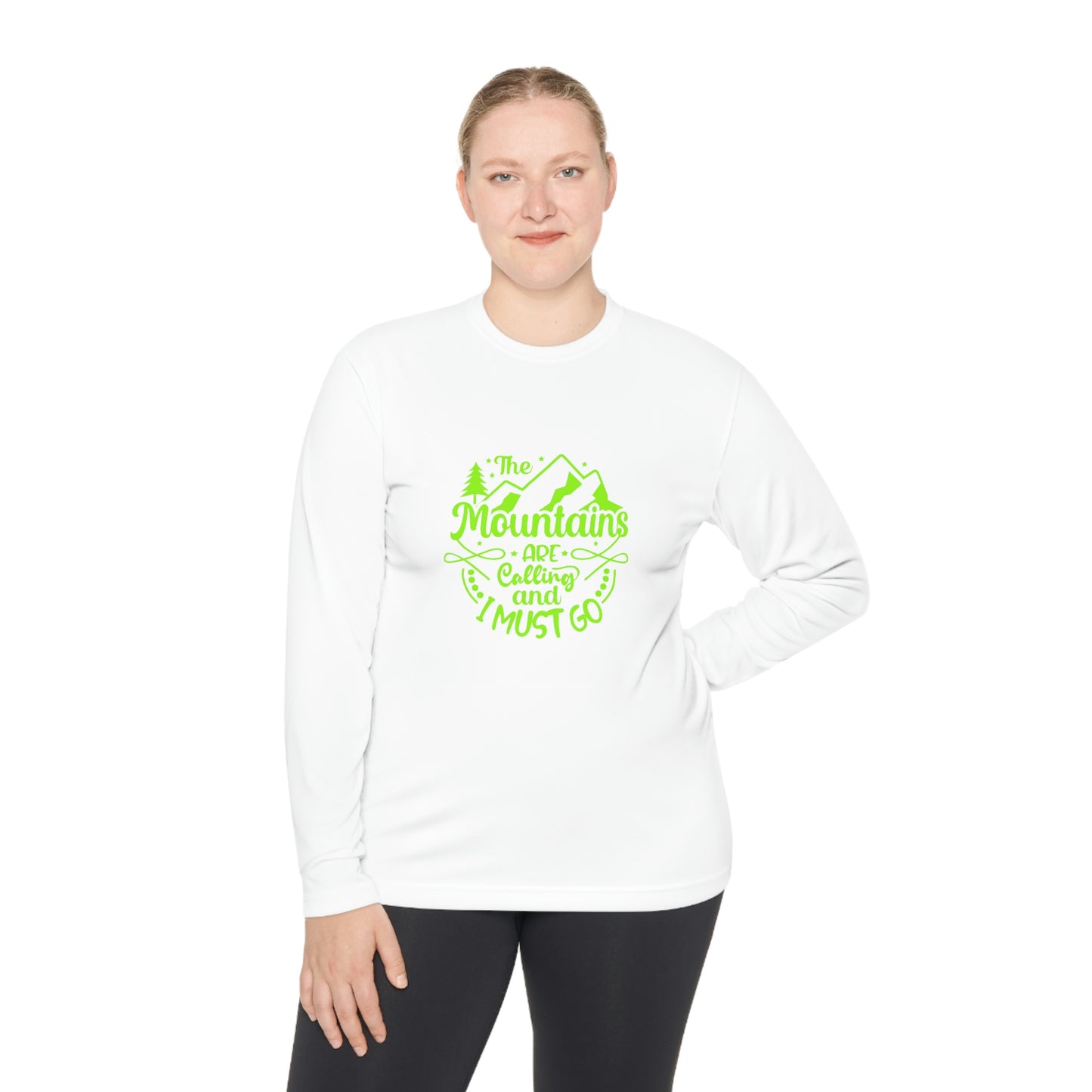 ‘The mountains are calling and I must go’  Unisex Lightweight Long Sleeve Tee