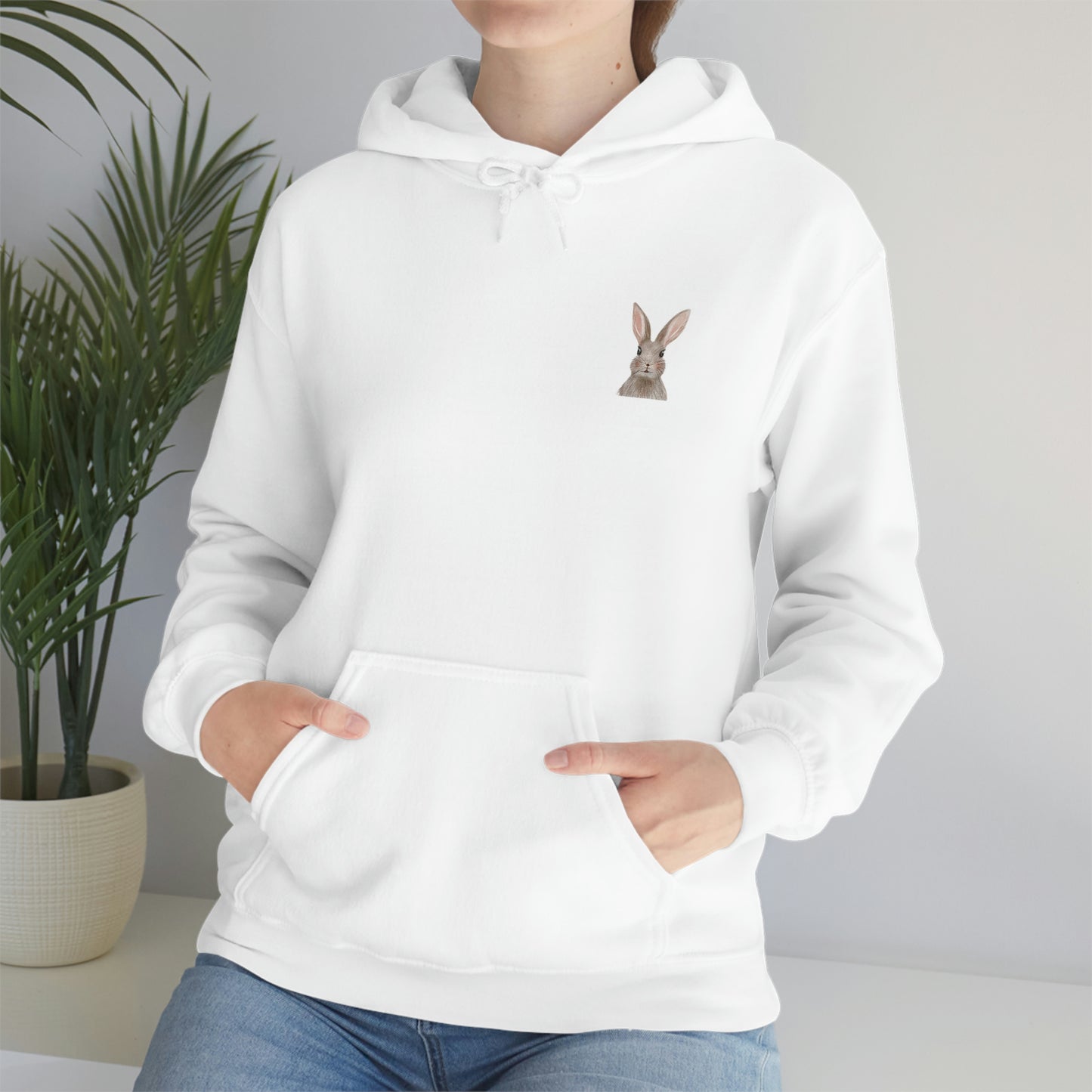 ‘Bunny’ Printed Front & Back.  Unisex Heavy Blend™ Hooded Sweatshirt