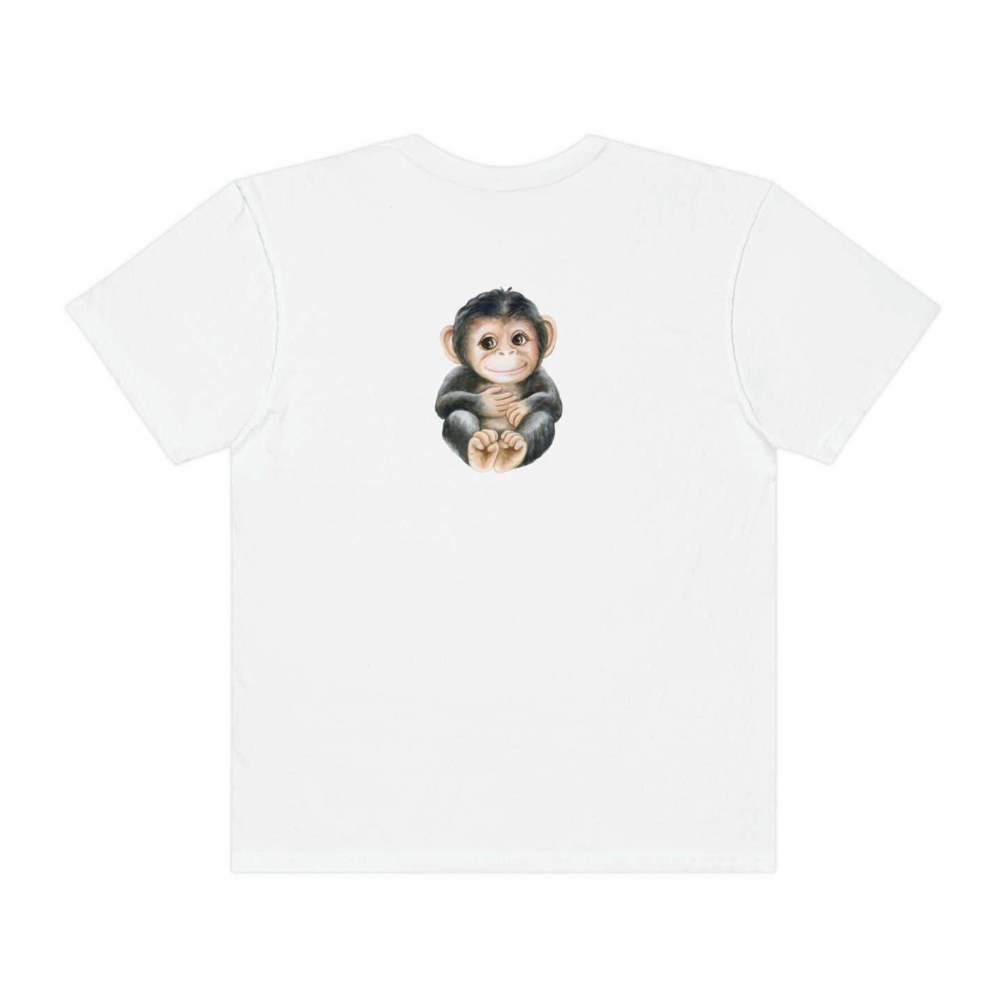 ‘Baby monkey’ Printed Front & Back.  Unisex Garment-Dyed T-shirt